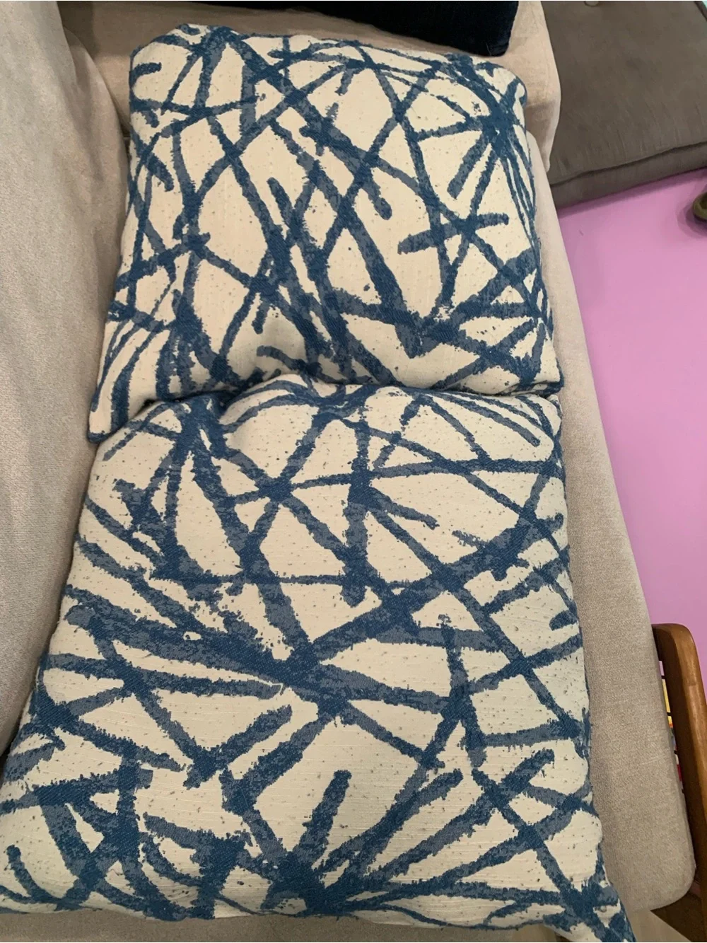 Target Project 62 Blue and Cream Decorative Throw Pillow - Modern Abstract 2pc